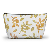 Watercolor Tossed Leaves Accessory Pouch w T-bottom in Yellow
